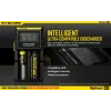 Cargador de baterías Nitecore D2 — cargador de 2 compartimentos para pilas AA/AAA/AAAA/C, tensión de entrada 100–240V, tensión de salida 4,2V, negro