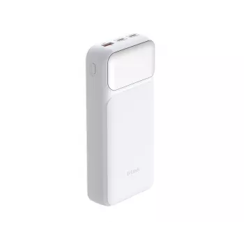 Batería externa D-Link DPP-201 — 20000 mAh, 1× USB-A, 2× USB-C, blanca