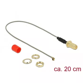Cable coaxial DeLOCK 89831 0,2 m RP-SMA conector hembra gris