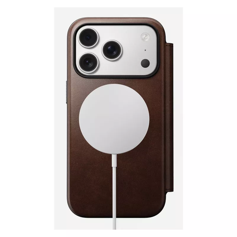 Funda para móvil Nomad Modern Leather Folio para iPhone 17 Pro, cuero/aluminio, 16 cm (6,3