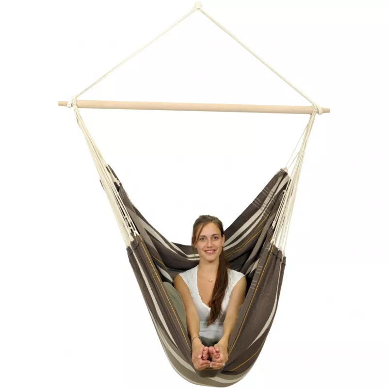 Silla colgante Brasil Gigante Café AZ-2030320, silla colgante de camping marrón/gris