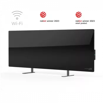 AENO Premium Eco Smart Heater, 700W, vidrio templado, calefacción infrarroja+convección, tipo de enchufe: Europa (tipo E/F), NEGRO
