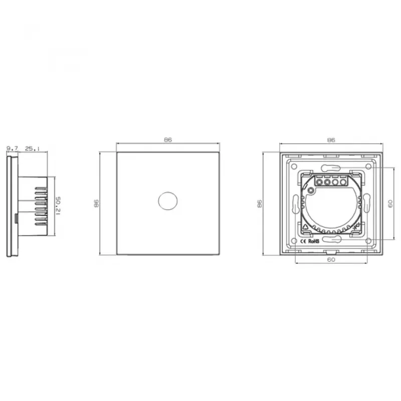 Interruptor de pared táctil Spring 3 interruptores cristal blanco — Modelo 0