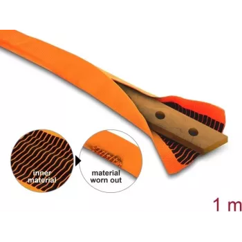 Funda protectora de cables DELOCK 19029, poliéster, naranja, temperatura de servicio -40–150 °C, longitud 1000 mm