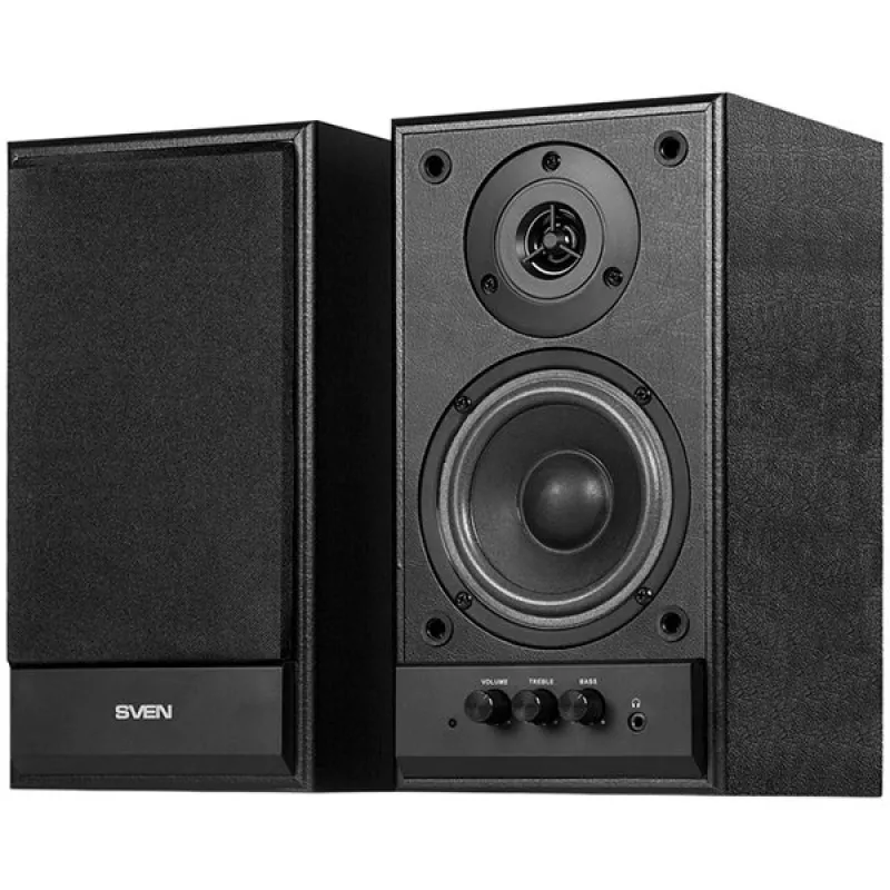 Altavoces multimedia SVEN SPS-702 (estéreo, 40W, 40Hz-22Hz, piel negra)