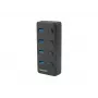 Hub USB NATEC MANTIS USB 2.0 Type-B — 4x conectores USB 3.2 Gen 1 Type-A, negro, cable de 0,8 m, fuente de alimentación, interruptor de red