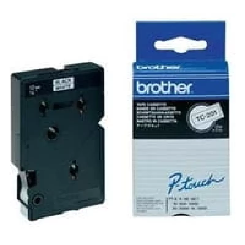 Cinta de etiquetar laminada brillante Brother - 12 mm, negro/blanco, pack de 10 cintas de etiquetar TC