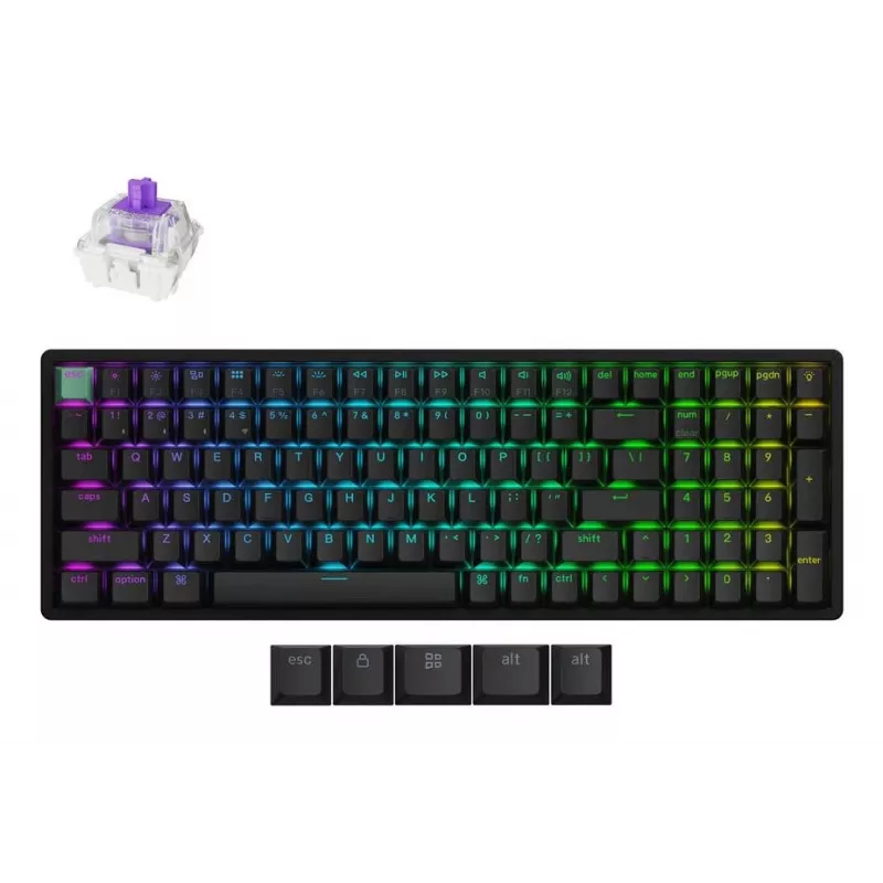 Teclado mecánico Keychron K4 HE con interruptores magnéticos Gateron Double‑Rail Magnetic Nebula, inalámbrico, negro, distribución US
