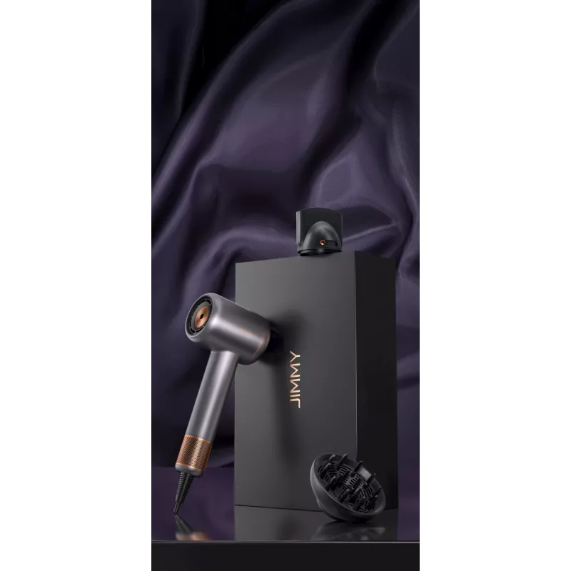 Secador de pelo Jimmy F8 1600 W, 3 ajustes de temperatura, función iónica, accesorio difusor, gris