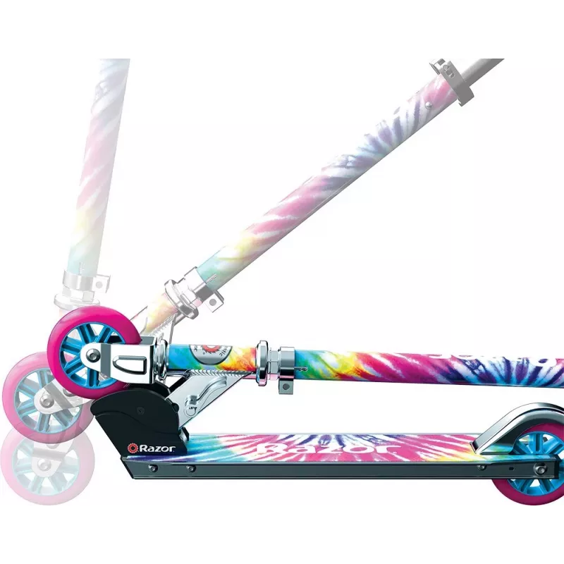 Patinete infantil Razor A Tie-Dye — patinete plegable de aluminio de 2 ruedas, manillar ajustable, ABEC-5, carga máx. 65 kg