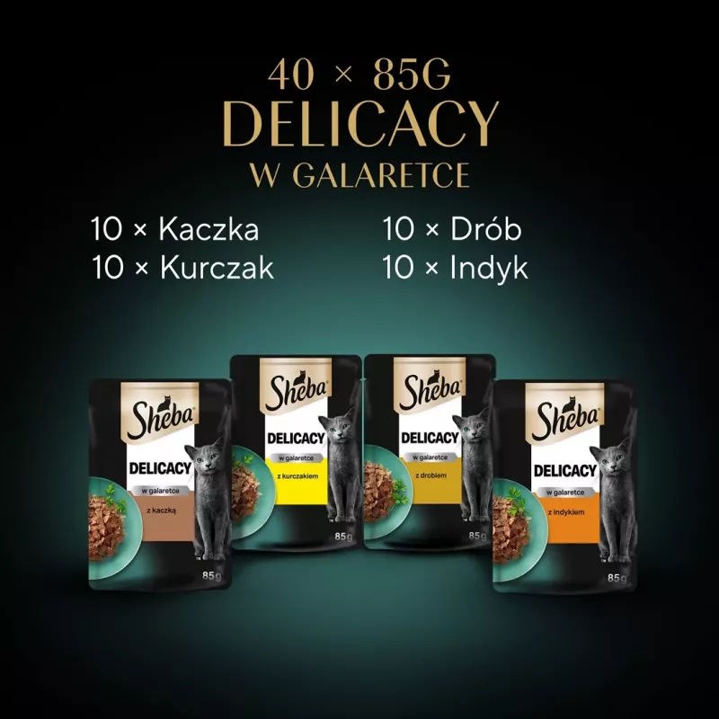 SHEBA Delicacy sabor a ave en gelatina - comida húmeda para gatos - 40x85 g