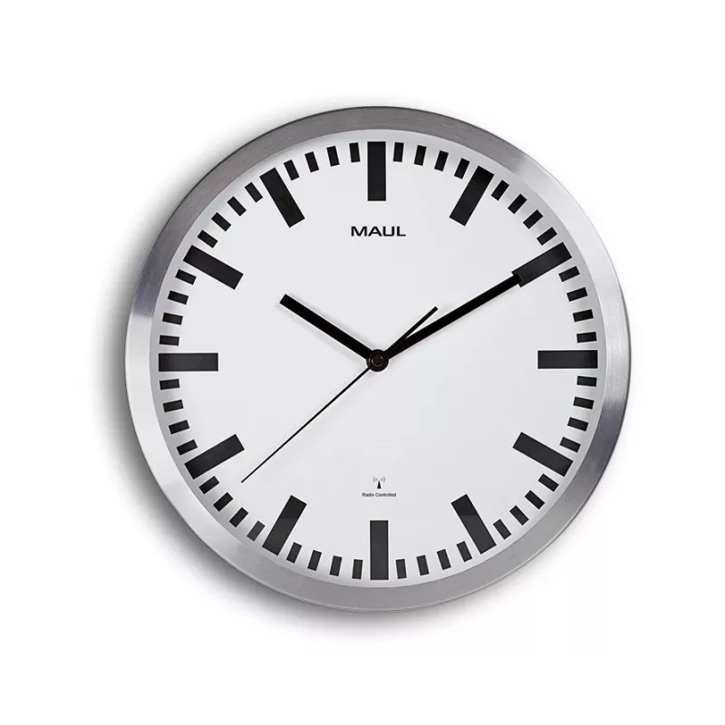 Reloj de pared MAUL MAULpilot - AA - 1,5 V - aluminio - blanco - aluminio - cristal - 30 cm (9063308)