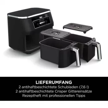 Ninja AF200EU Freidora doble 7,6 L independiente 2400 W freidora de aire negra