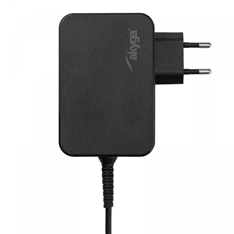 Fuente de alimentación para portátil USB-C GaN Akyga AK-ND-82 90 W, PD 3.0, 5–20 V, cable de 1,8 m, negro