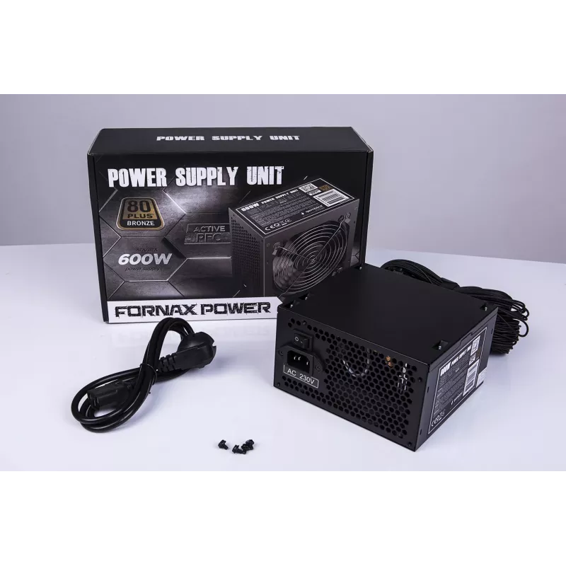 Fuente de alimentación ATX 80+Bronze 600W PFC activo, ventilador de 12 cm
