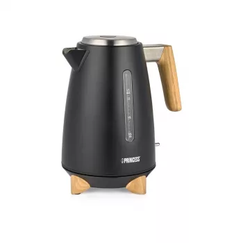 Hervidor de agua Princess 1,7 L 3000 W, carcasa de acero inoxidable, inalámbrico, beige/negro