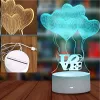 Lámpara de noche Extralink HOME ilusión óptica 3D cuatro corazones lámpara de mesita USB