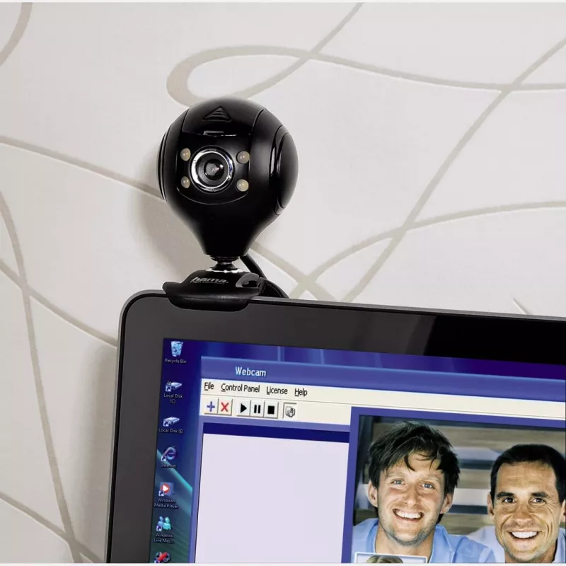 Hama 00053950 Spy Protect HD webcam, 1,3 MP, 1280 x 720, 30 fps, micrófono integrado, USB 2.0, negra