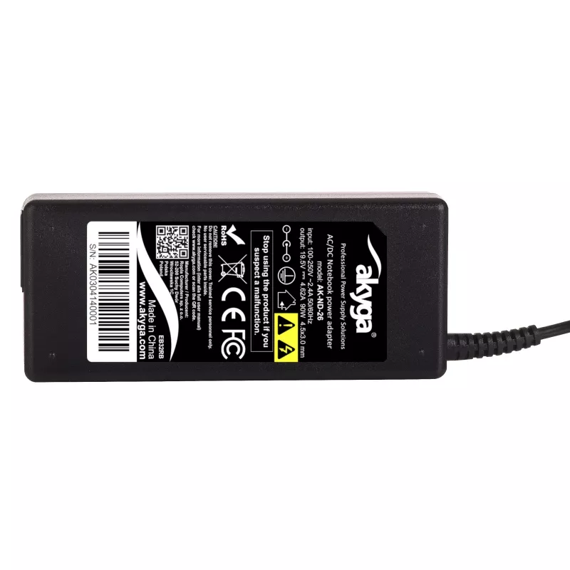 Fuente de alimentación para portátil Akyga AK-ND-26 para HP, 90 W, 19,5 V, 4,62 A, 4,5 x 3,0 mm + pin