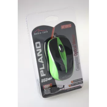 Ratón óptico con cable 800dpi negro y verde MT1091G
