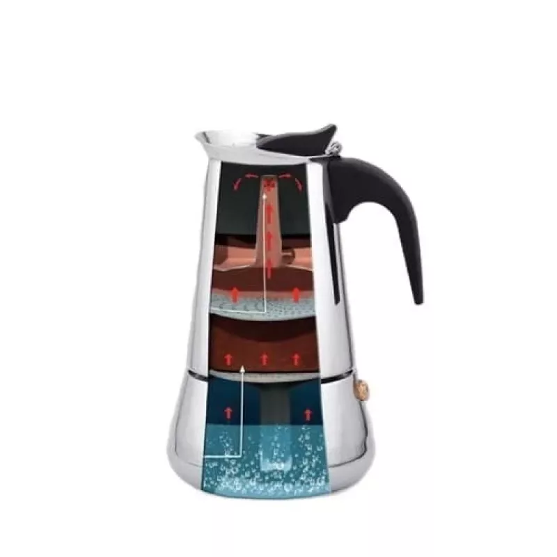 Cafetera moka Maestro MR-1660-9, cafetera de fogón para 6 tazas, negra