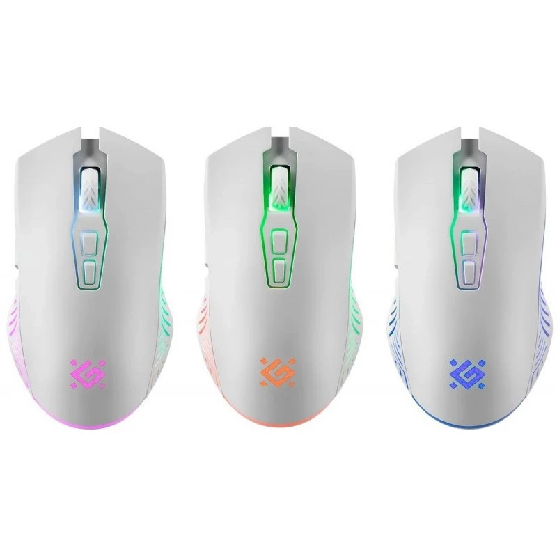 Ratón gaming inalámbrico DEFENDER Pandora White – ambidiestro, 3200 DPI, 6 botones, programable, óptico, USB