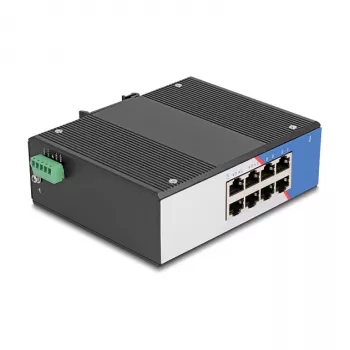 Switch Gigabit Ethernet DELOCK 80163, switch industrial de 8 puertos RJ45, no gestionado, carcasa de metal