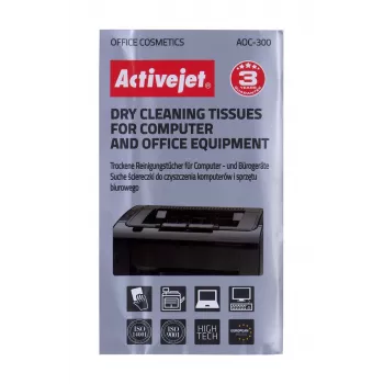 Paños secos de limpieza de equipos ActiveJet AOC-300 — blancos, universales, 24 uds.