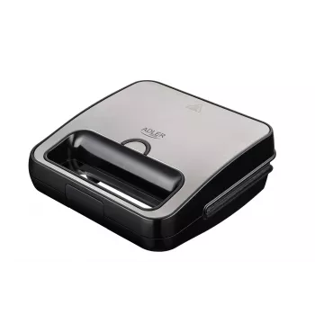 Tostadora Adler AD 3079 — Placa antiadherente individual, 750 W, negra, almacenamiento vertical