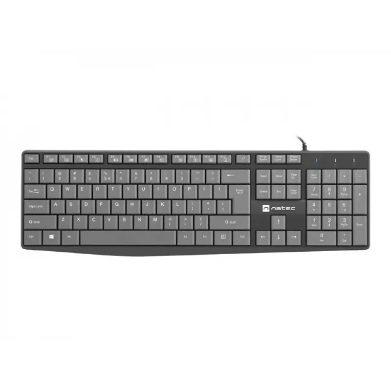 Teclado cableado de tamaño completo NATEC NKL-1507 USB QWERTY US International gris/negro, 105 teclas, teclado numérico