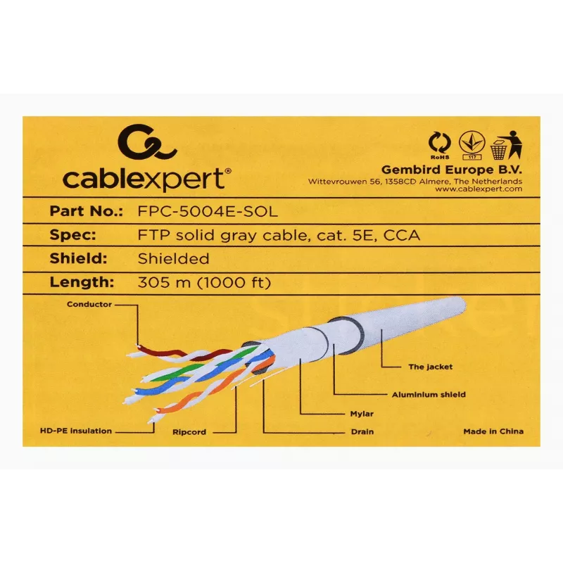 Gembird Cat5e, cable de red 305m gris