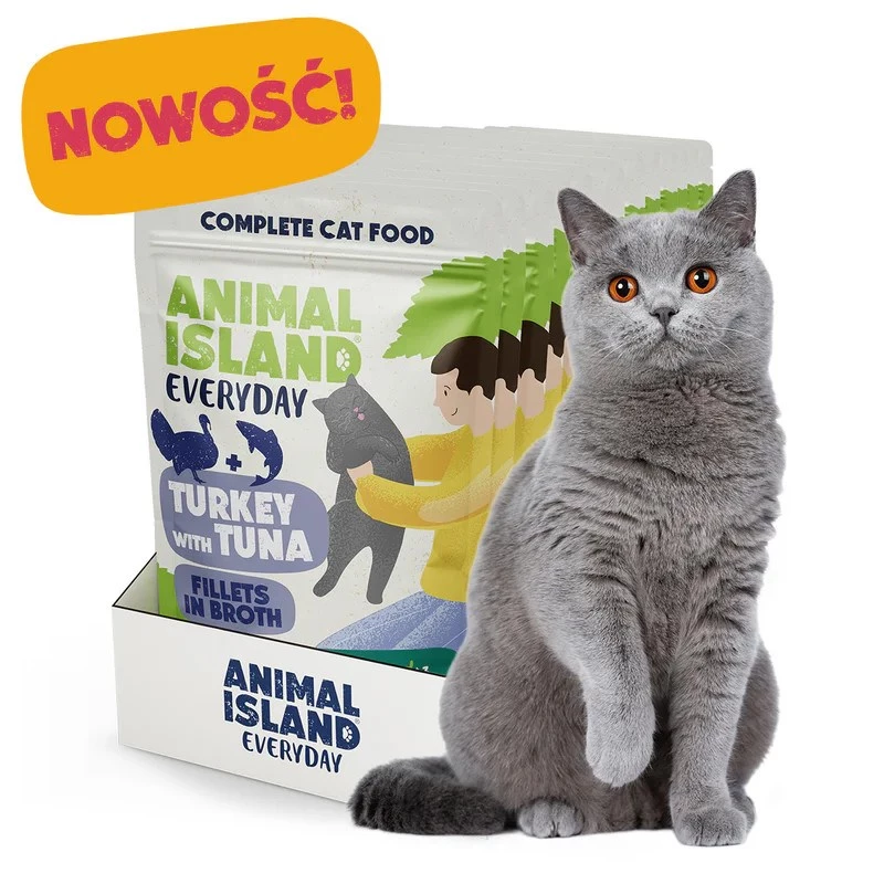 ANIMAL ISLAND pavo con atún bolsas de comida para gatos 12x85g