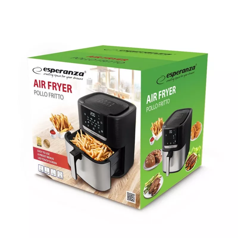 Esperanza EKA004 Pollo Fritto freidora sin grasa, 8 L, 1700 W, inox