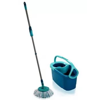 Cubo con sistema de fregado Leifheit Clean Twist Disc Mop — 20 L, cabezal de fregona giratorio 360°, metal y plástico, azul