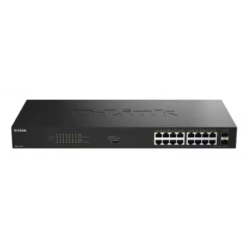D-Link 18-Port Gigabit Unmanaged PoE Switch DGS-1018P/E — 16 x Gigabit RJ-45, PoE (IEEE 802.3af/at), 36 Gbit/s de capacidad de conmutación
