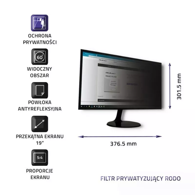 Qoltec 51053 Filtro de privacidad para pantalla 48.3 cm (19) monitor