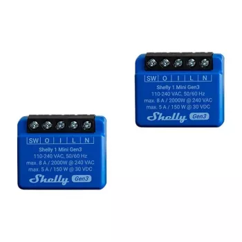 Shelly 1 Mini Gen3 relé inteligente, pack de 2