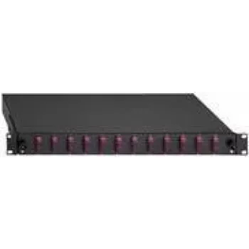 Panel de conexiones de fibra óptica Rutenbeck 2280300120 – 12 puertos LC dúplex, multimodo, 1HE, negro RAL 9005
