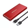 Caja SSD QOLTEC 51831 USB 3.0 para unidades M.2 SATA de hasta 2 TB, roja, compatible con longitud de 30 mm, hasta 4 unidades
