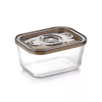 Caso recipiente de vacío de vidrio con tapa de plástico | VacuBoxx Eco M | Transparente