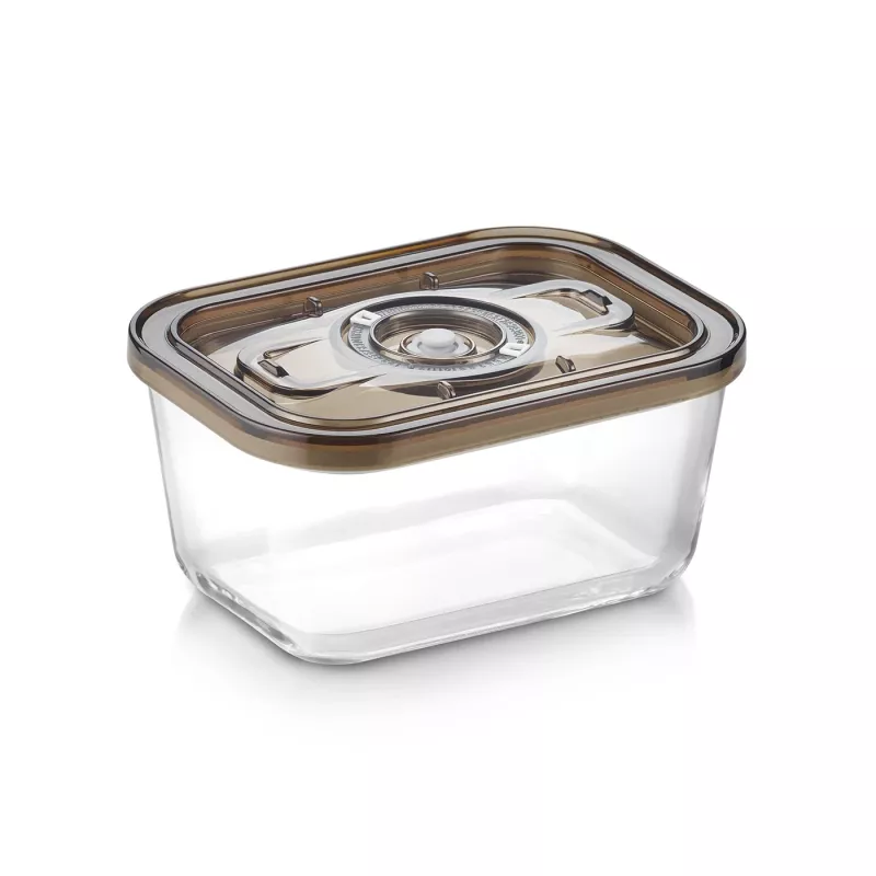 Caso recipiente de vacío de vidrio con tapa de plástico | VacuBoxx Eco M | Transparente