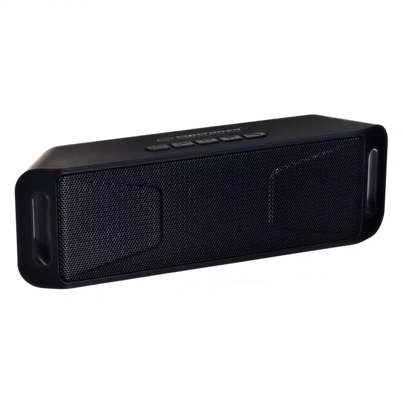 Altavoz portátil estéreo ESPERANZA FOLK negro — 6 W RMS, Bluetooth, MicroSD, batería LiPo