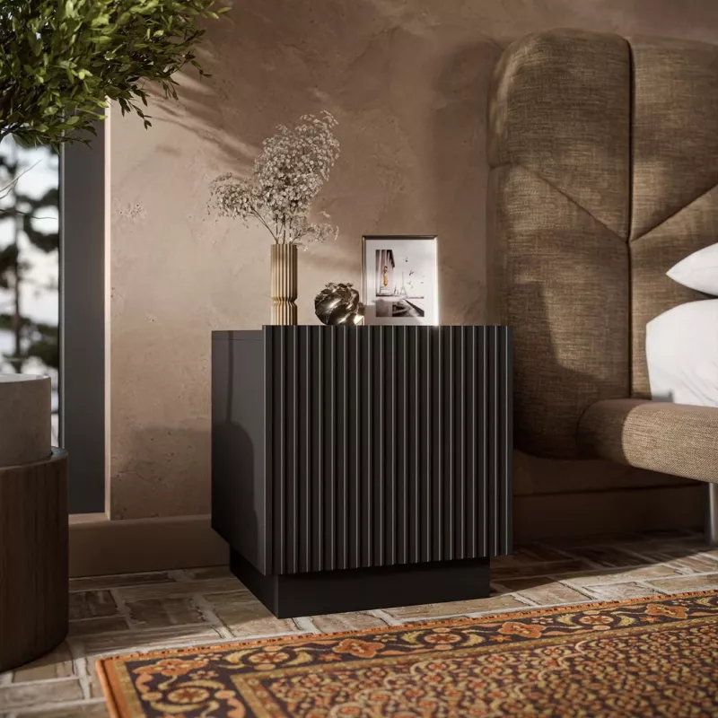 Cama Meble LIVERTI mesita de noche, juego de 2 uds., 45x42x47 cm, negro