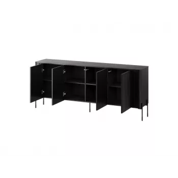 Cómoda cama meble VERA 190x40x80 cm, negro mate, tablero de partículas, marco de 16 mm