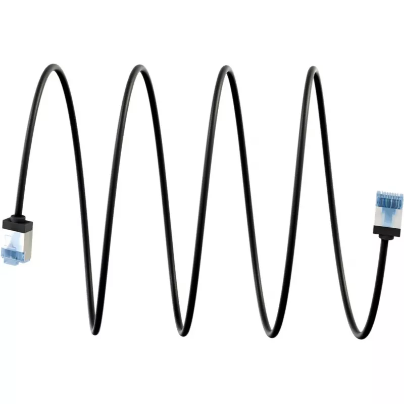 Goobay Cable de red CAT 6A ultra flexible fino U/FTP negro - conector extra corto (74320)