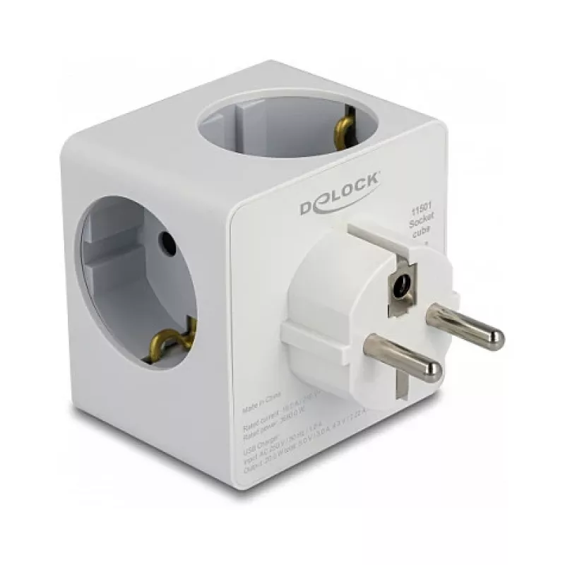 Adaptador de enchufe DeLOCK 11501 tipo F blanco 3A puertos USB