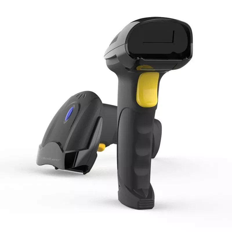 Lector de códigos de barras inalámbrico QOLTEC 50856 – 1D y 2D inalámbrico de mano, interfaz USB, carcasa de ABS, 170×62×100 mm, 203 g