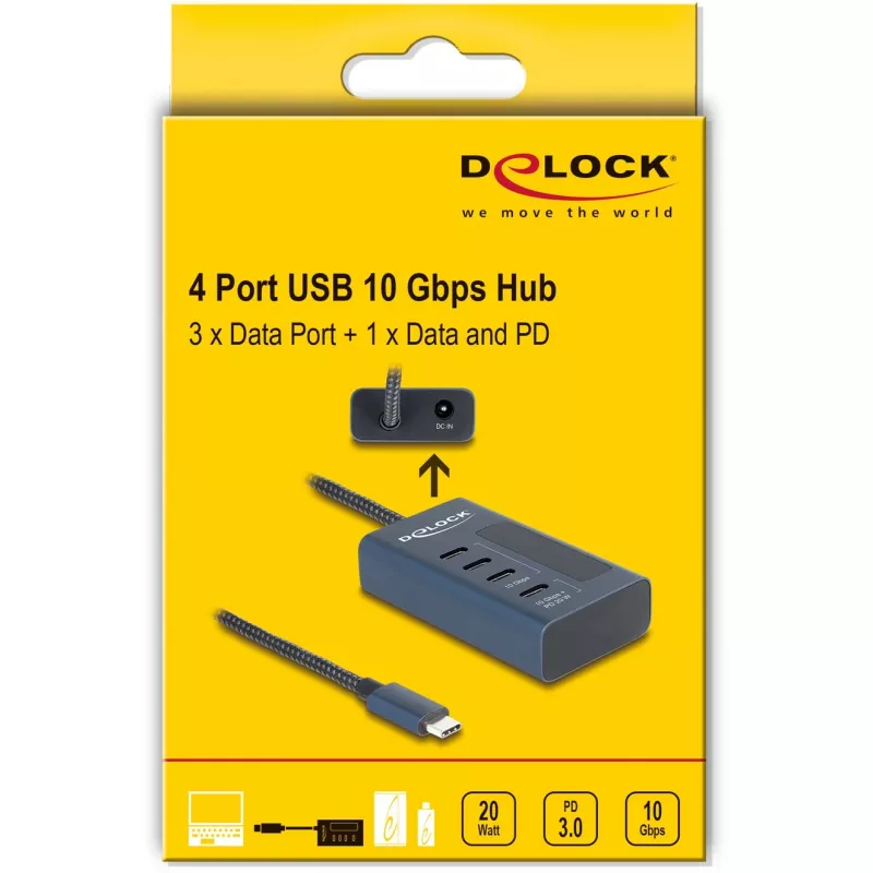 DeLOCK 64189 Hub USB Type-C 10000 Mbit/s azul metal