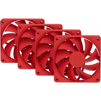 Ventilador de refrigeración para ordenador HYTE FA12-RR-4 120 mm, 1500 rpm, 72 m³/h, 1,6 mmH2O, rodamiento fluido dinámico, rojo, pack de 4
