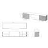 Mueble RTV Cama LARA 183x35x37 negro mate + chimenea blanca